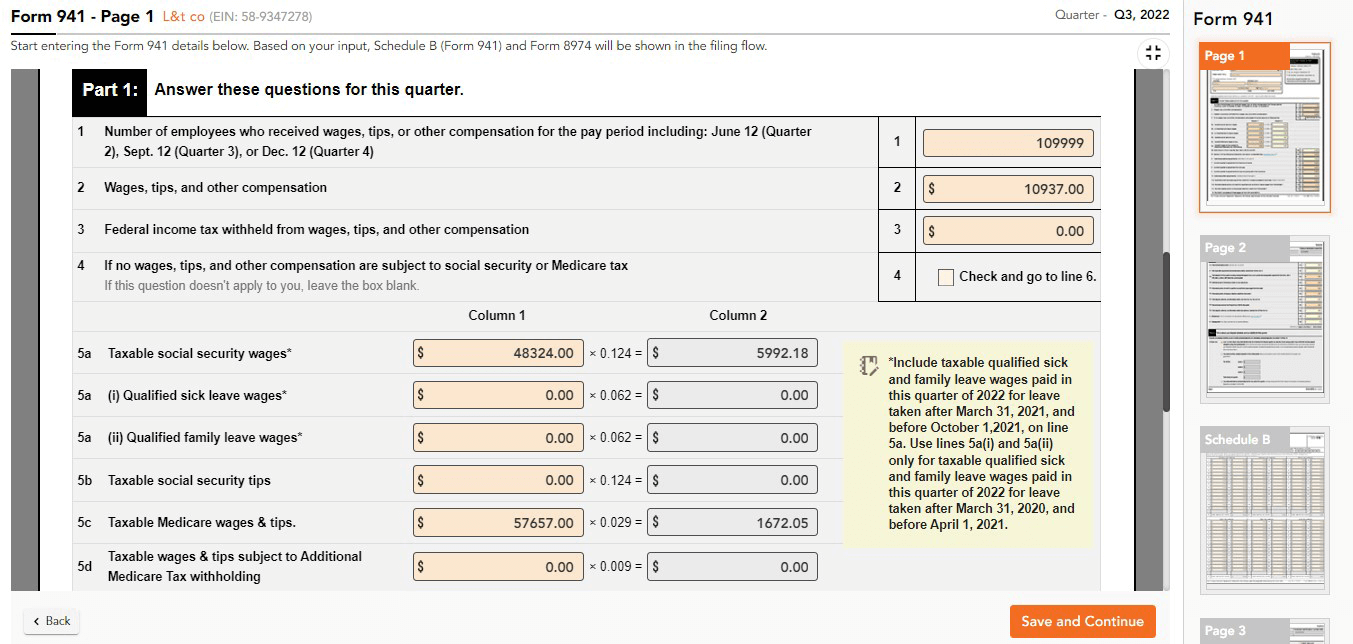Enter Form 940 details